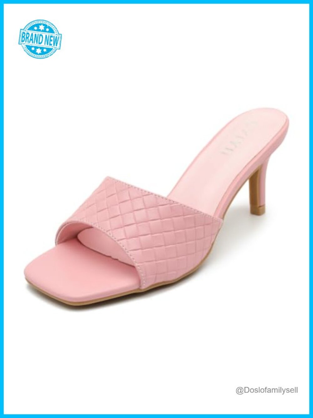 Kitten Heel Mules Square Toe Slide Dress Sandals Faux Leather